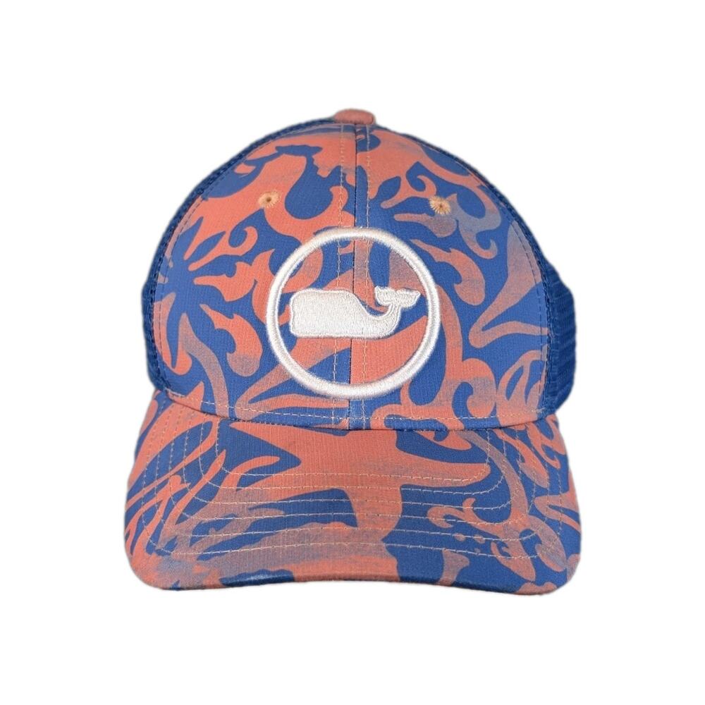 Youth Vineyard Vines Hat Cap Snap Back Blue Orange Fish Surf Boat